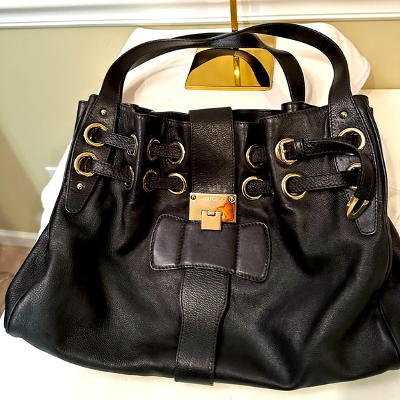 Jimmy Choo vintage black leather bag shoulder bag. Two inside open pockets. - Picture 1 of 10